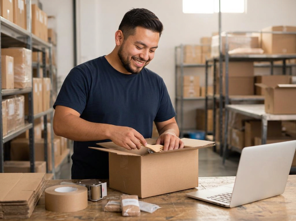 Dueño de negocio del sector marketplace sonriendo